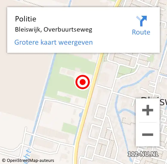 Locatie op kaart van de 112 melding: Politie Bleiswijk, Overbuurtseweg op 29 augustus 2023 09:56