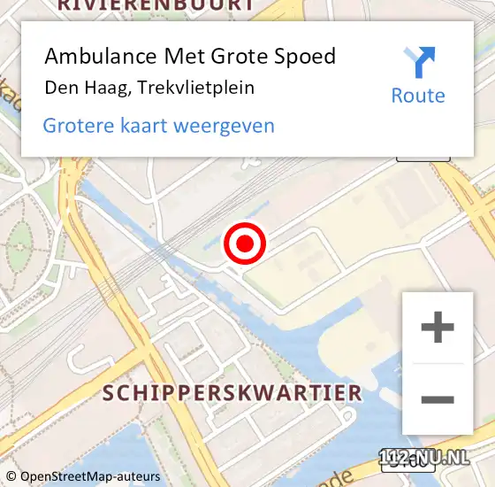 Locatie op kaart van de 112 melding: Ambulance Met Grote Spoed Naar Den Haag, Trekvlietplein op 29 augustus 2023 10:20