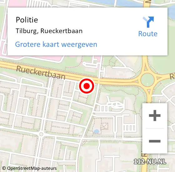 Locatie op kaart van de 112 melding: Politie Tilburg, Rueckertbaan op 29 augustus 2023 10:56