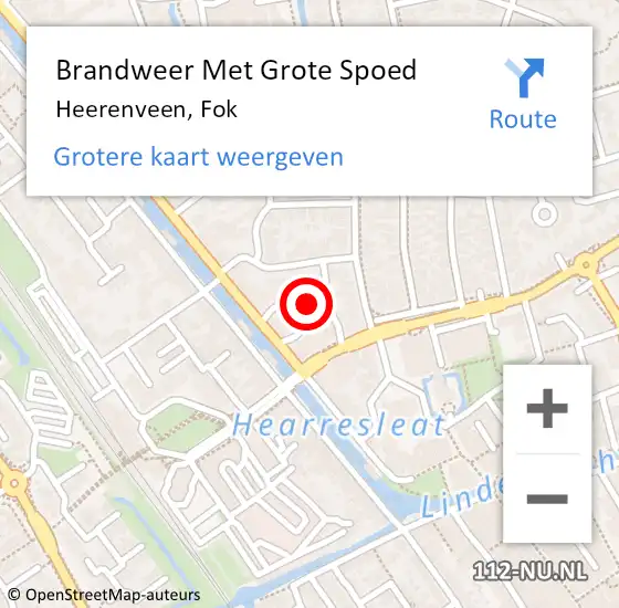 Locatie op kaart van de 112 melding: Brandweer Met Grote Spoed Naar Heerenveen, Fok op 29 augustus 2023 10:56