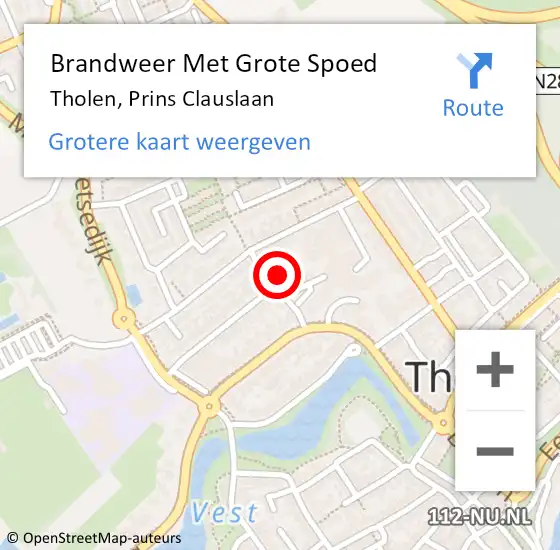 Locatie op kaart van de 112 melding: Brandweer Met Grote Spoed Naar Tholen, Prins Clauslaan op 29 augustus 2023 10:58