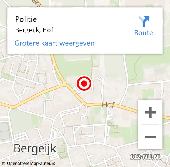 Locatie op kaart van de 112 melding: Politie Bergeijk, Hof op 29 augustus 2023 11:04