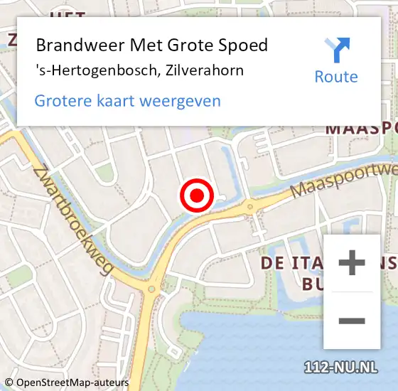 Locatie op kaart van de 112 melding: Brandweer Met Grote Spoed Naar 's-Hertogenbosch, Zilverahorn op 29 augustus 2023 11:06