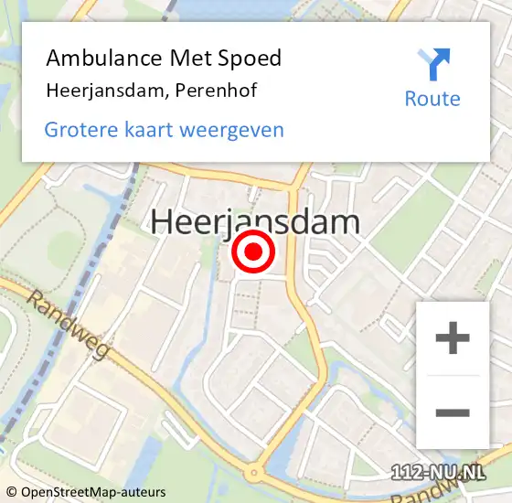 Locatie op kaart van de 112 melding: Ambulance Met Spoed Naar Heerjansdam, Perenhof op 29 augustus 2023 11:08