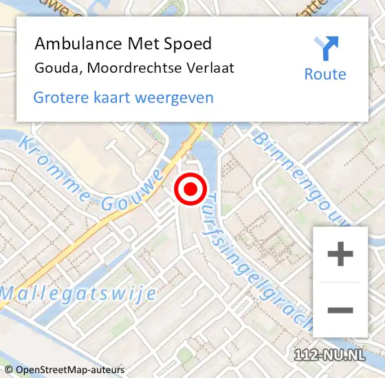 Locatie op kaart van de 112 melding: Ambulance Met Spoed Naar Gouda, Moordrechtse Verlaat op 29 augustus 2023 11:13