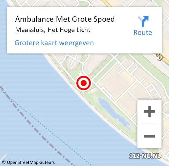 Locatie op kaart van de 112 melding: Ambulance Met Grote Spoed Naar Maassluis, Het Hoge Licht op 29 augustus 2023 11:49