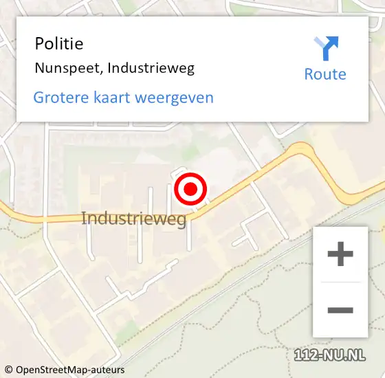 Locatie op kaart van de 112 melding: Politie Nunspeet, Industrieweg op 29 augustus 2023 12:16