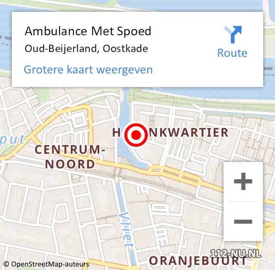 Locatie op kaart van de 112 melding: Ambulance Met Spoed Naar Oud-Beijerland, Oostkade op 29 augustus 2023 12:21