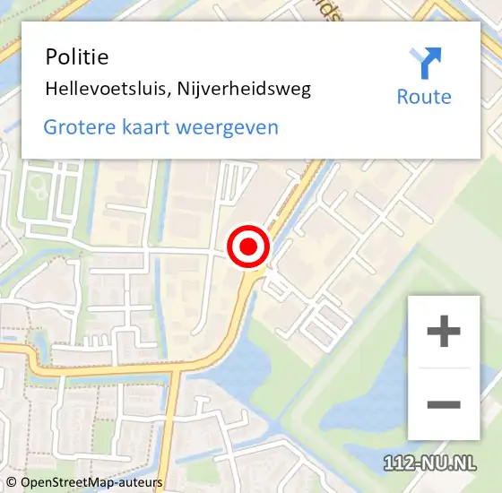 Locatie op kaart van de 112 melding: Politie Hellevoetsluis, Nijverheidsweg op 29 augustus 2023 12:29