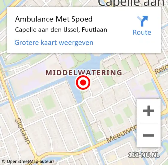 Locatie op kaart van de 112 melding: Ambulance Met Spoed Naar Capelle aan den IJssel, Fuutlaan op 29 augustus 2023 12:45