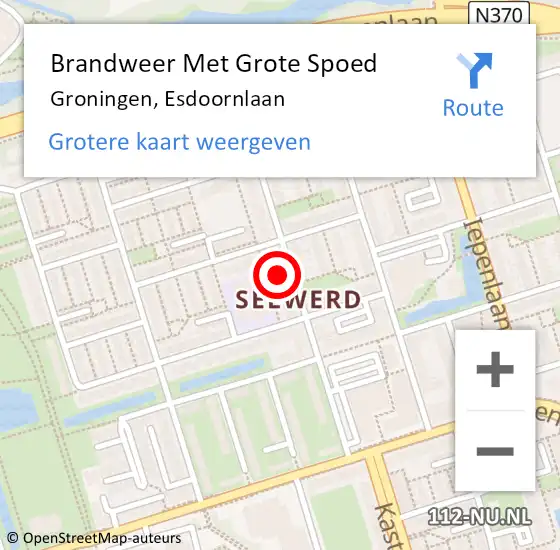 Locatie op kaart van de 112 melding: Brandweer Met Grote Spoed Naar Groningen, Esdoornlaan op 29 augustus 2023 12:52