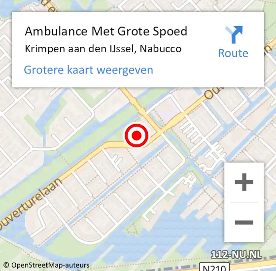 Locatie op kaart van de 112 melding: Ambulance Met Grote Spoed Naar Krimpen aan den IJssel, Nabucco op 29 augustus 2023 12:59