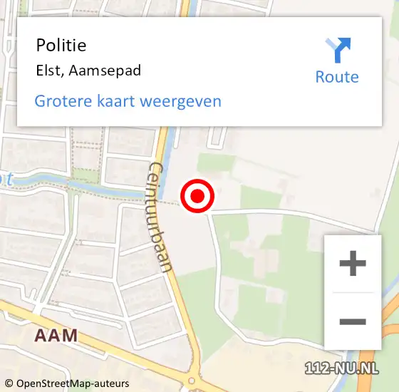 Locatie op kaart van de 112 melding: Politie Elst, Aamsepad op 29 augustus 2023 13:06