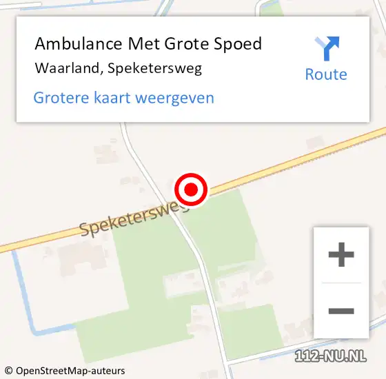 Locatie op kaart van de 112 melding: Ambulance Met Grote Spoed Naar Waarland, Speketersweg op 29 augustus 2023 13:21