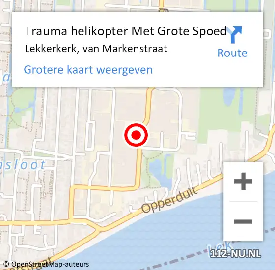 Locatie op kaart van de 112 melding: Trauma helikopter Met Grote Spoed Naar Lekkerkerk, van Markenstraat op 29 augustus 2023 13:39