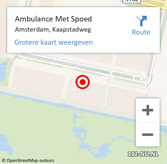 Locatie op kaart van de 112 melding: Ambulance Met Spoed Naar Amsterdam, Kaapstadweg op 29 augustus 2023 13:57