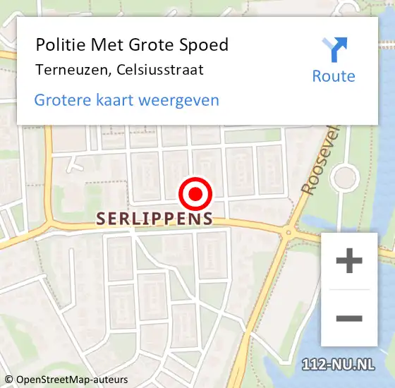 Locatie op kaart van de 112 melding: Politie Met Grote Spoed Naar Terneuzen, Celsiusstraat op 29 augustus 2023 14:08