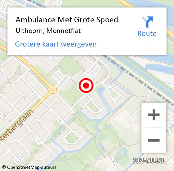 Locatie op kaart van de 112 melding: Ambulance Met Grote Spoed Naar Uithoorn, Monnetflat op 29 augustus 2023 14:20