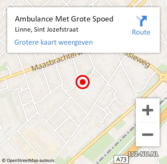 Locatie op kaart van de 112 melding: Ambulance Met Grote Spoed Naar Linne, Sint Jozefstraat op 29 augustus 2023 14:23