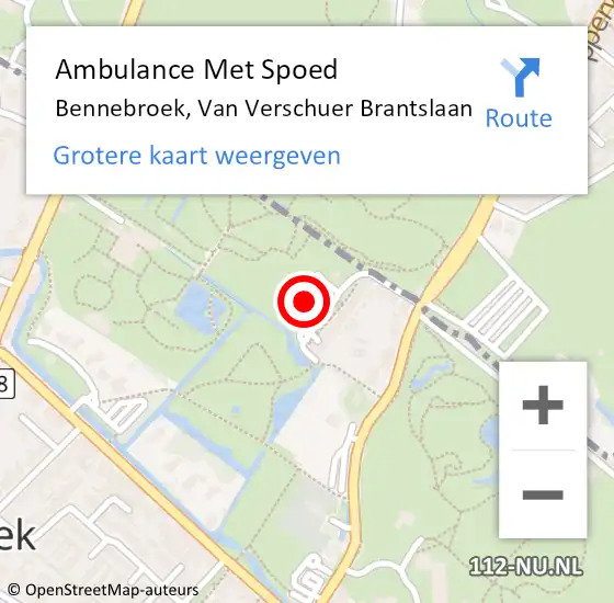 Locatie op kaart van de 112 melding: Ambulance Met Spoed Naar Bennebroek, Van Verschuer Brantslaan op 29 augustus 2023 14:27
