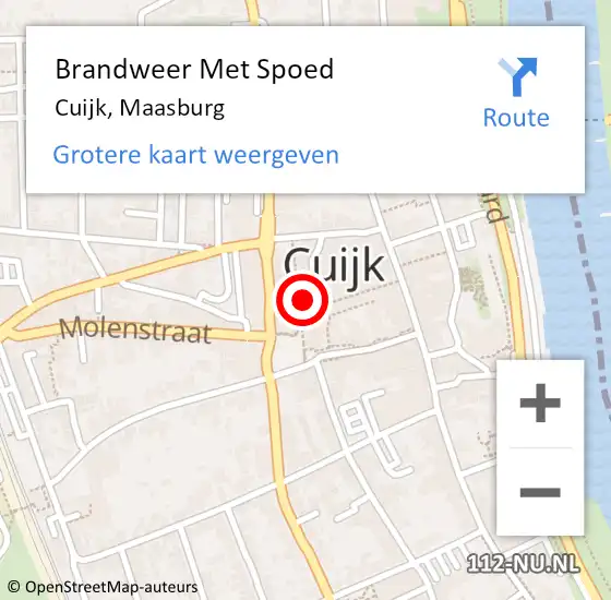 Locatie op kaart van de 112 melding: Brandweer Met Spoed Naar Cuijk, Maasburg op 29 augustus 2023 15:08