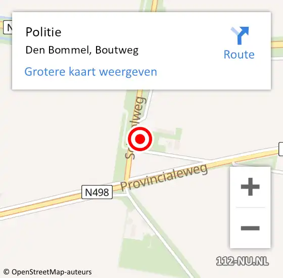 Locatie op kaart van de 112 melding: Politie Den Bommel, Boutweg op 29 augustus 2023 15:13