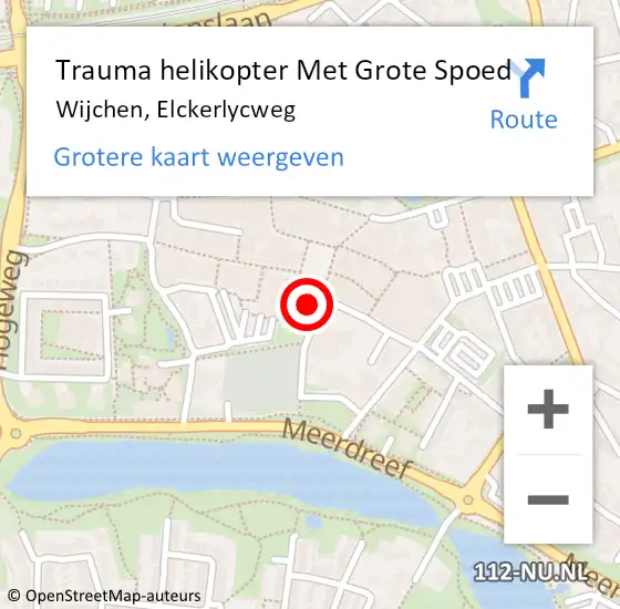 Locatie op kaart van de 112 melding: Trauma helikopter Met Grote Spoed Naar Wijchen, Elckerlycweg op 29 augustus 2023 15:14