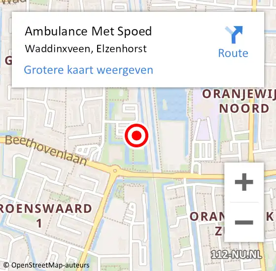 Locatie op kaart van de 112 melding: Ambulance Met Spoed Naar Waddinxveen, Elzenhorst op 29 augustus 2023 15:14