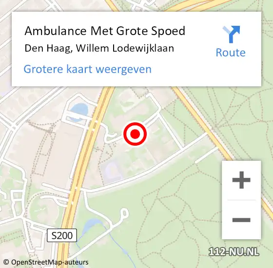 Locatie op kaart van de 112 melding: Ambulance Met Grote Spoed Naar Den Haag, Willem Lodewijklaan op 29 augustus 2023 15:29