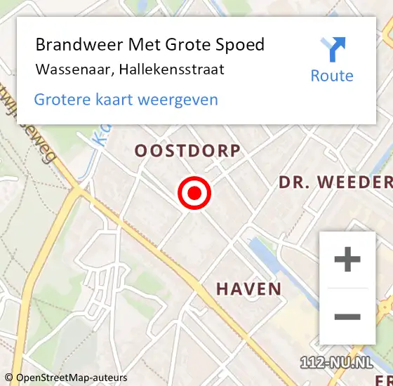 Locatie op kaart van de 112 melding: Brandweer Met Grote Spoed Naar Wassenaar, Hallekensstraat op 29 augustus 2023 15:35