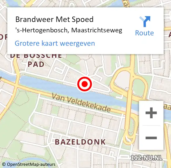 Locatie op kaart van de 112 melding: Brandweer Met Spoed Naar 's-Hertogenbosch, Maastrichtseweg op 29 augustus 2023 15:46