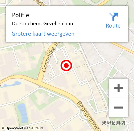 Locatie op kaart van de 112 melding: Politie Doetinchem, Gezellenlaan op 29 augustus 2023 15:47