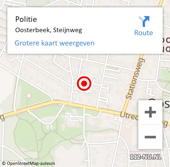Locatie op kaart van de 112 melding: Politie Oosterbeek, Steijnweg op 29 augustus 2023 15:47