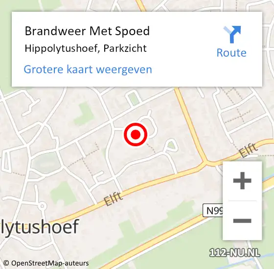 Locatie op kaart van de 112 melding: Brandweer Met Spoed Naar Hippolytushoef, Parkzicht op 29 augustus 2023 16:02