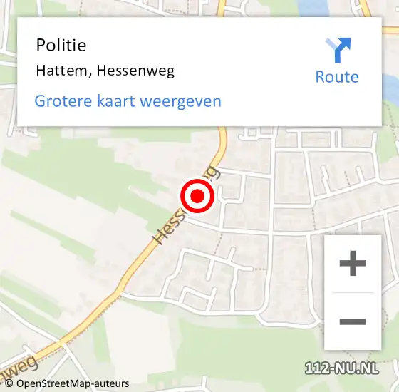 Locatie op kaart van de 112 melding: Politie Hattem, Hessenweg op 29 augustus 2023 16:09