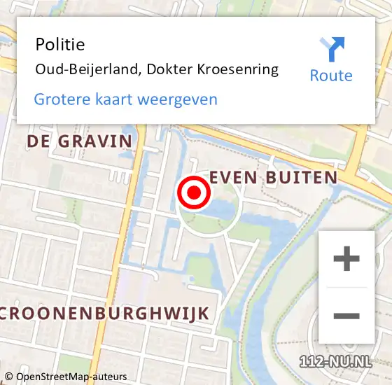 Locatie op kaart van de 112 melding: Politie Oud-Beijerland, Dokter Kroesenring op 29 augustus 2023 16:27