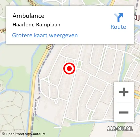 Locatie op kaart van de 112 melding: Ambulance Haarlem, Ramplaan op 29 augustus 2023 16:31