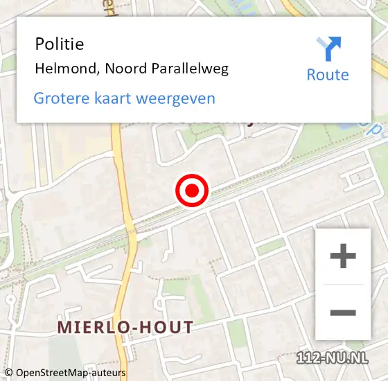 Locatie op kaart van de 112 melding: Politie Helmond, Noord Parallelweg op 29 augustus 2023 16:45