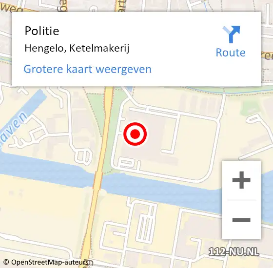 Locatie op kaart van de 112 melding: Politie Hengelo, Ketelmakerij op 29 augustus 2023 16:47