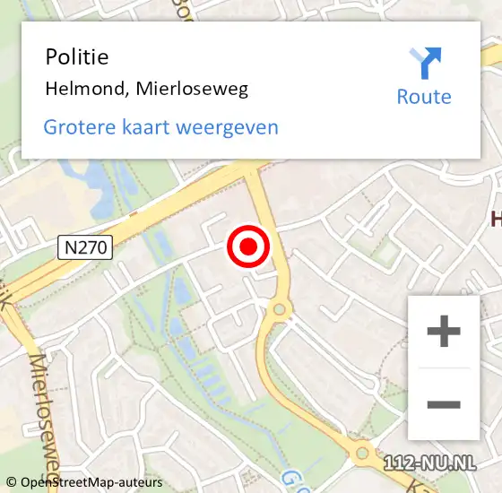 Locatie op kaart van de 112 melding: Politie Helmond, Mierloseweg op 29 augustus 2023 16:47
