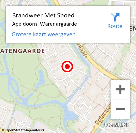 Locatie op kaart van de 112 melding: Brandweer Met Spoed Naar Apeldoorn, Warenargaarde op 29 augustus 2023 16:50