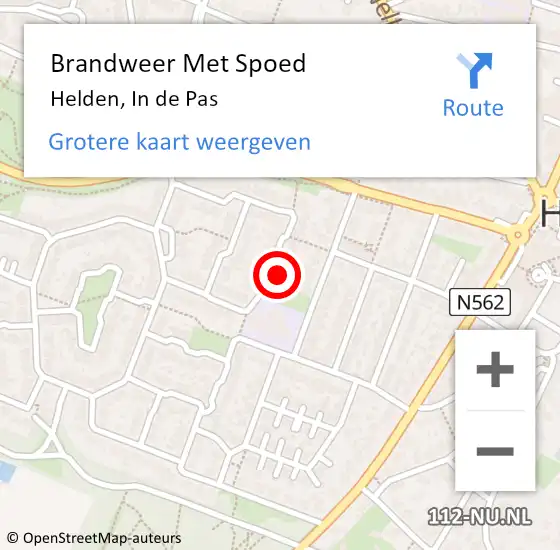 Locatie op kaart van de 112 melding: Brandweer Met Spoed Naar Helden, In de Pas op 29 augustus 2023 16:52