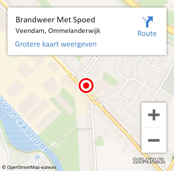 Locatie op kaart van de 112 melding: Brandweer Met Spoed Naar Veendam, Ommelanderwijk op 29 augustus 2023 16:54