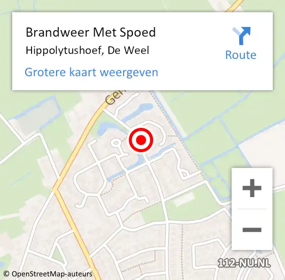 Locatie op kaart van de 112 melding: Brandweer Met Spoed Naar Hippolytushoef, De Weel op 29 augustus 2023 17:03