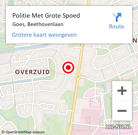 Locatie op kaart van de 112 melding: Politie Met Grote Spoed Naar Goes, Beethovenlaan op 29 augustus 2023 17:05