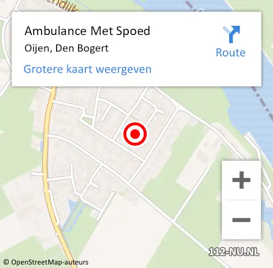 Locatie op kaart van de 112 melding: Ambulance Met Spoed Naar Oijen, Den Bogert op 6 september 2014 10:57