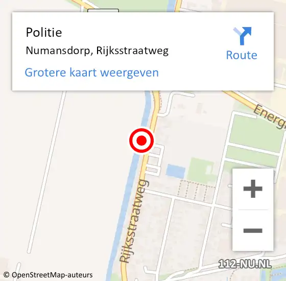 Locatie op kaart van de 112 melding: Politie Numansdorp, Rijksstraatweg op 29 augustus 2023 17:26