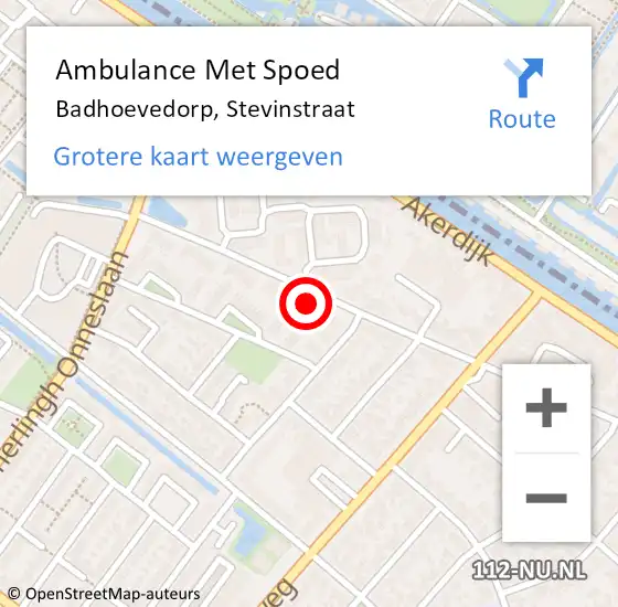 Locatie op kaart van de 112 melding: Ambulance Met Spoed Naar Badhoevedorp, Stevinstraat op 29 augustus 2023 17:48