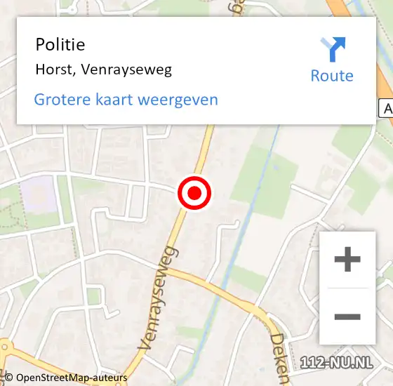 Locatie op kaart van de 112 melding: Politie Horst, Venrayseweg op 29 augustus 2023 18:01