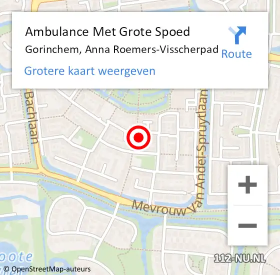 Locatie op kaart van de 112 melding: Ambulance Met Grote Spoed Naar Gorinchem, Anna Roemers-Visscherpad op 29 augustus 2023 18:16